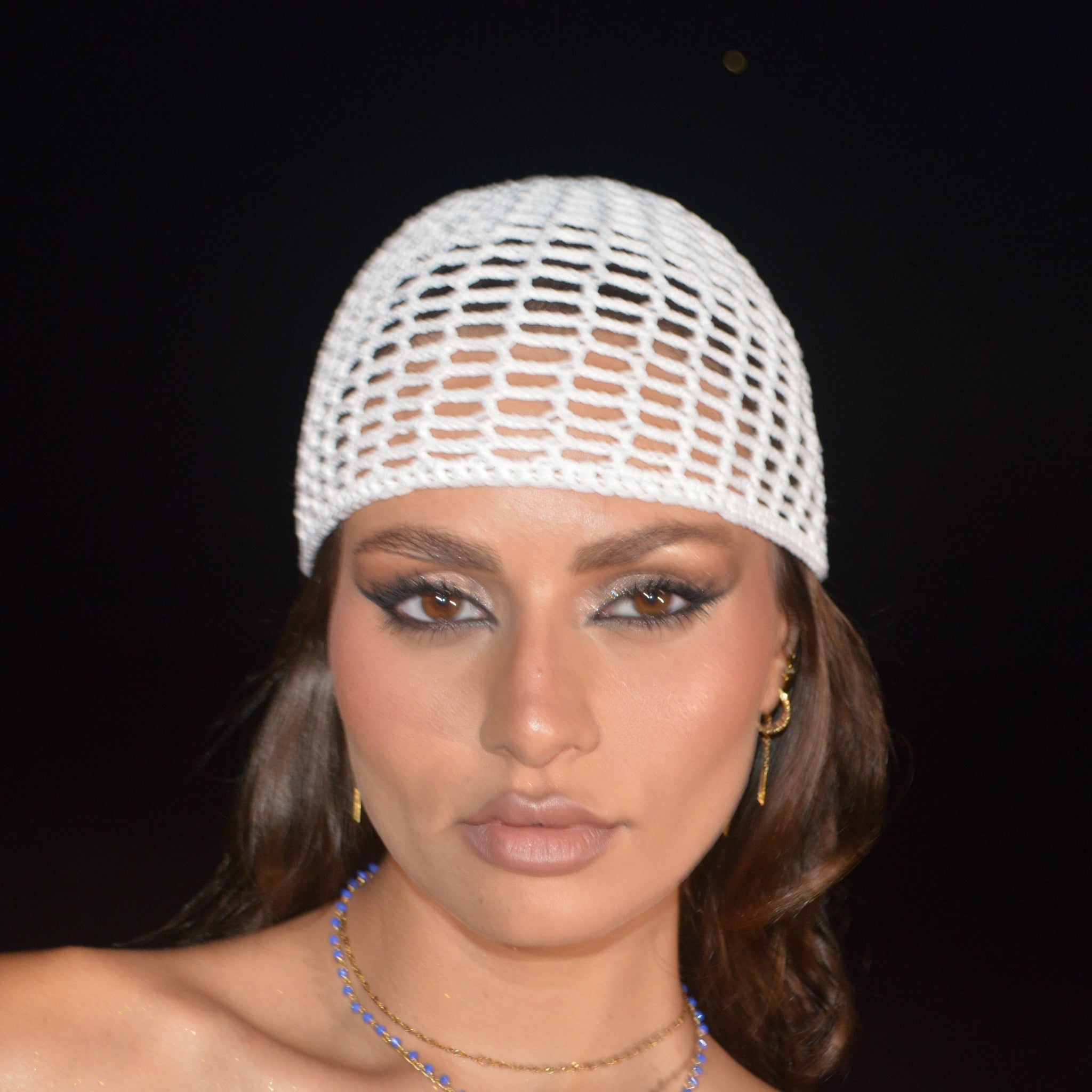 Mesh Crochet Hat –  Ivory