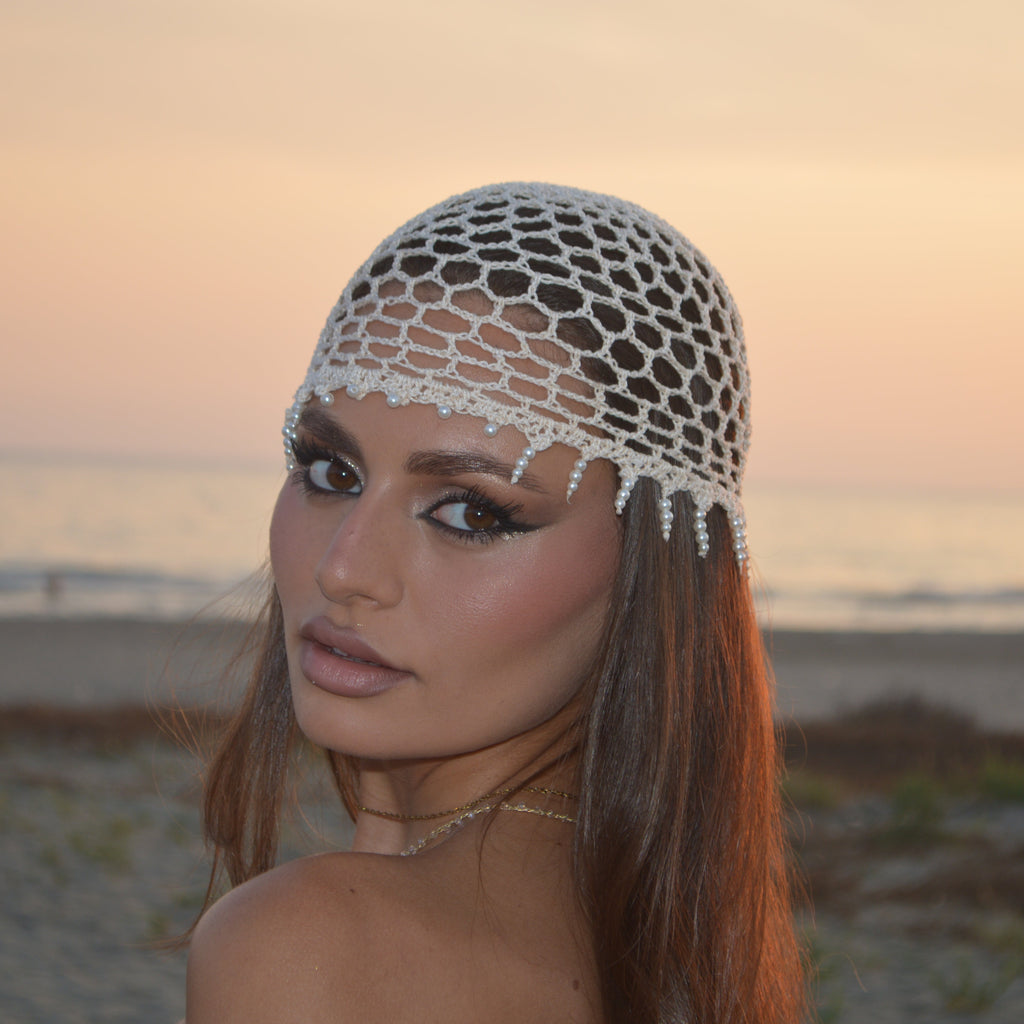 Mesh Crochet Hat –  Vanilla