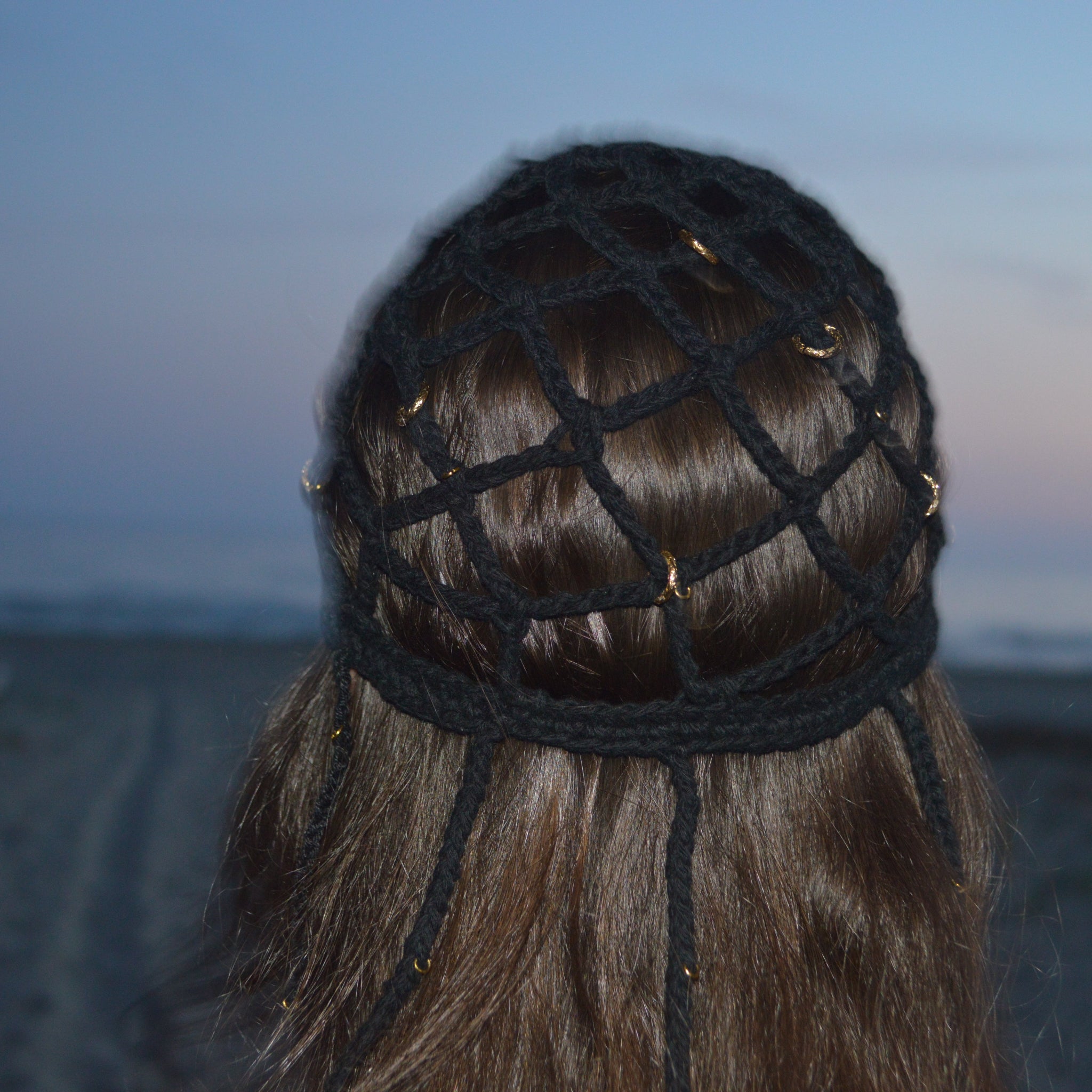 Mesh Crochet Hat –  Black