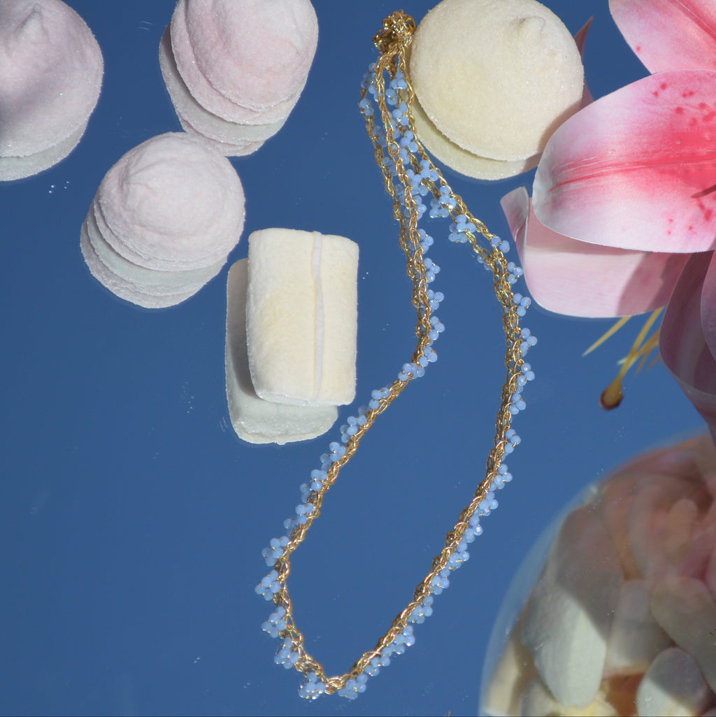 Crochet Necklace Uva - Blue baby