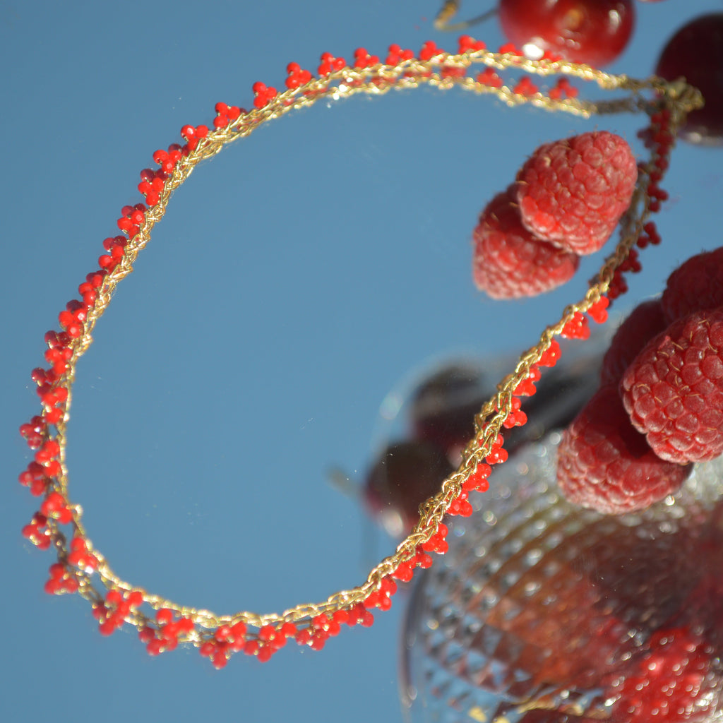 Crochet Necklace Uva - Lampone