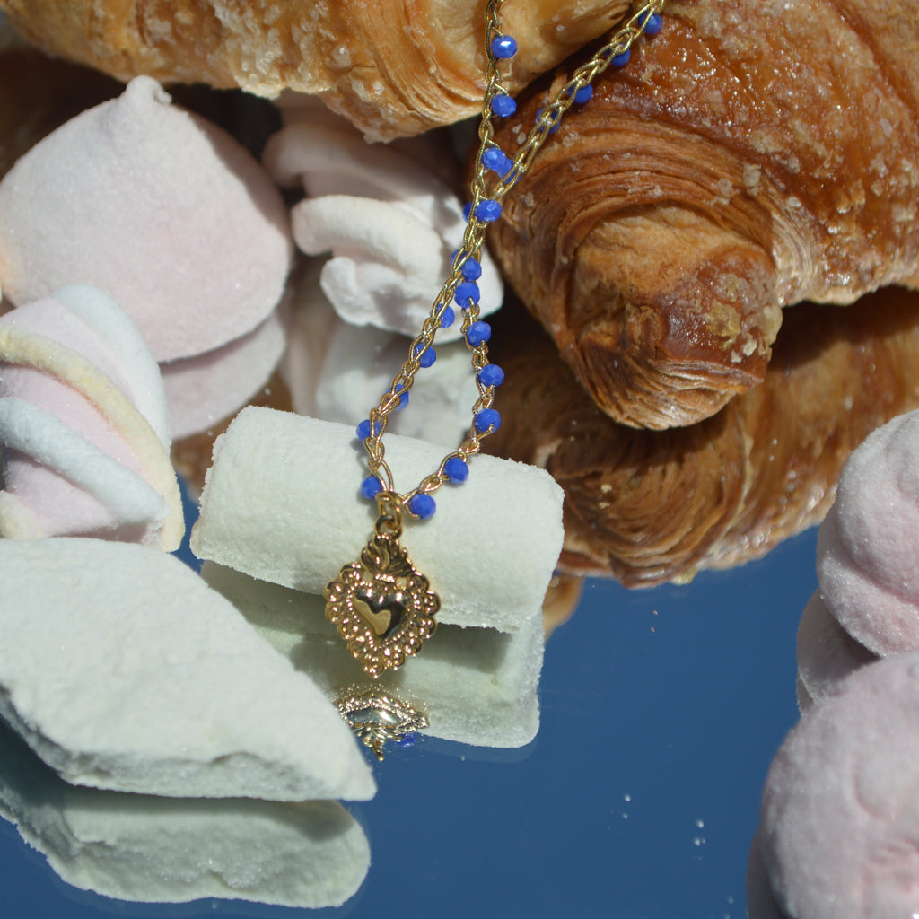 Crochet Necklace Charmi - Cuore Sacro Bluette