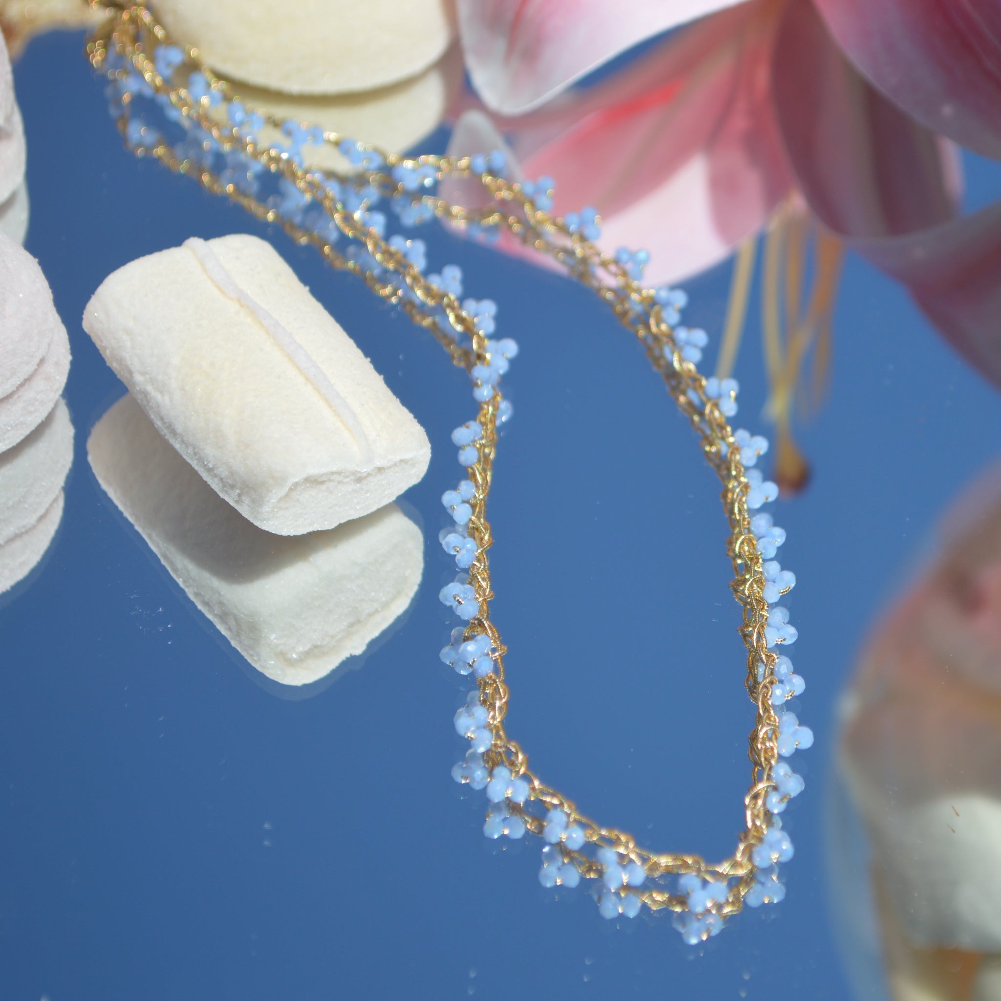 Crochet Necklace Uva - Blue baby