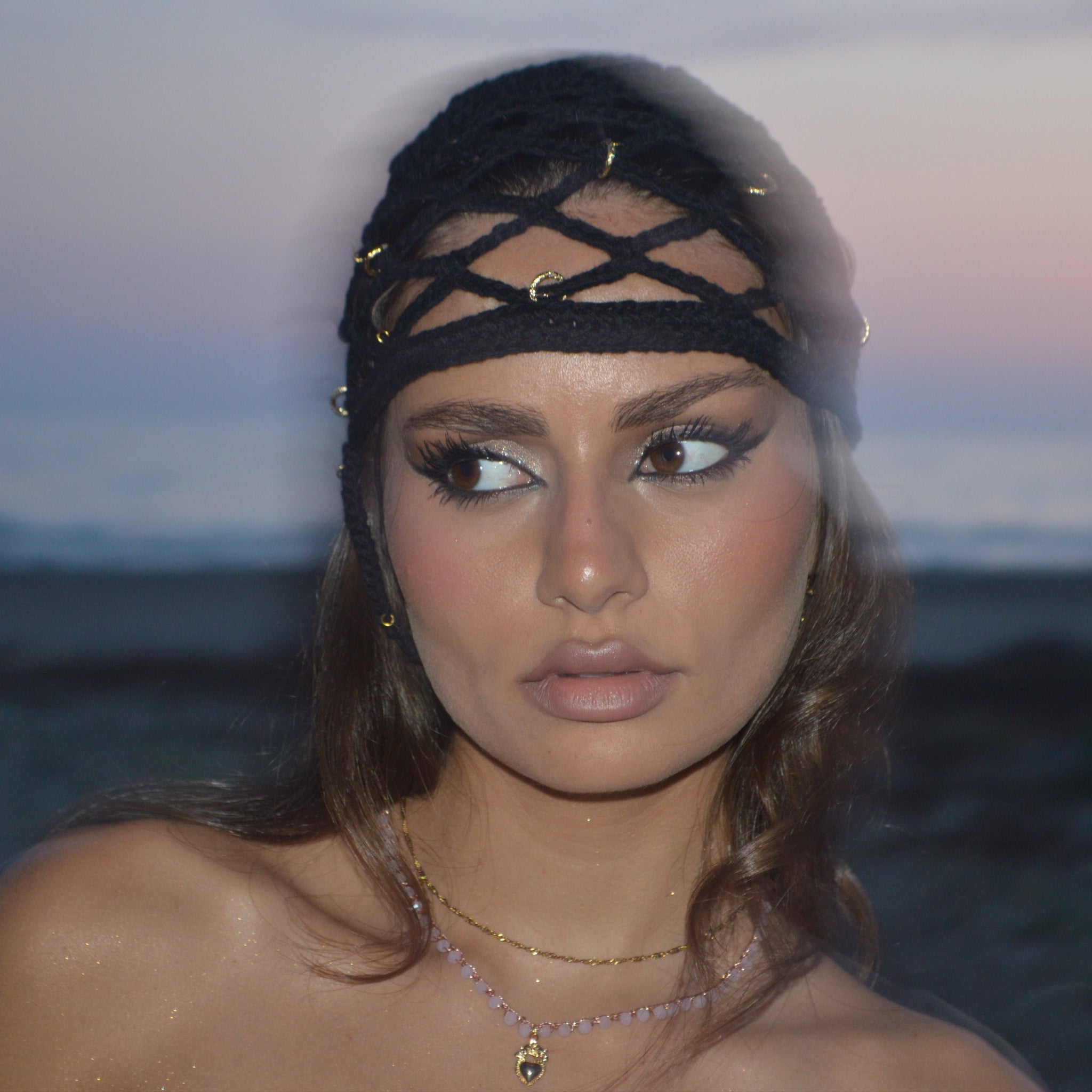 Mesh Crochet Hat –  Black
