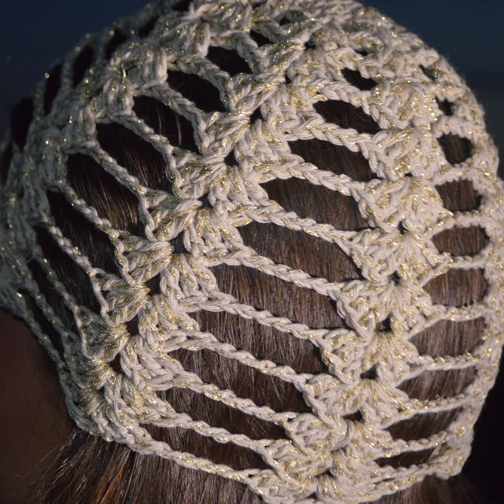 Mesh Crochet Hat – Sand Gold