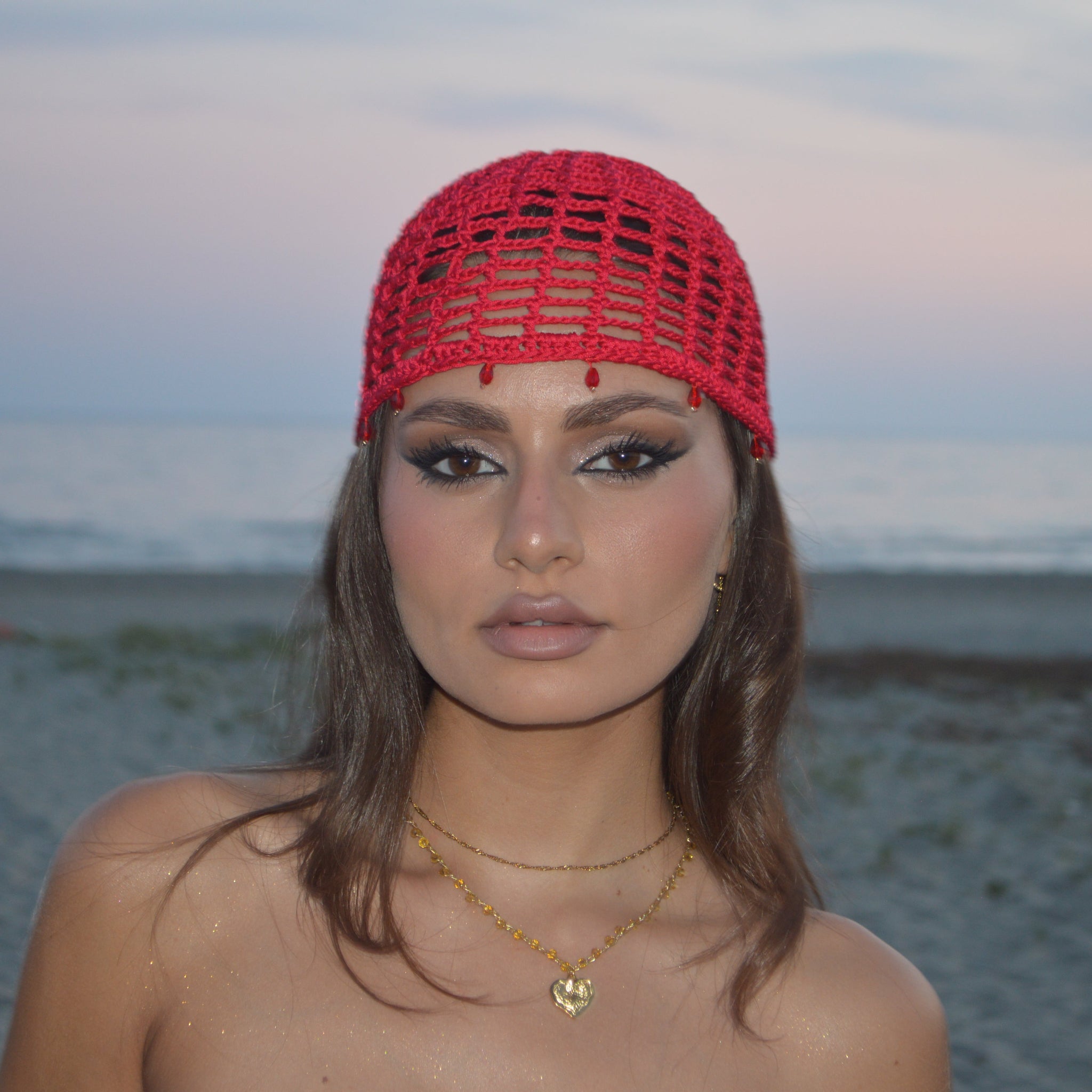 Mesh Crochet Hat – Cherry Drops