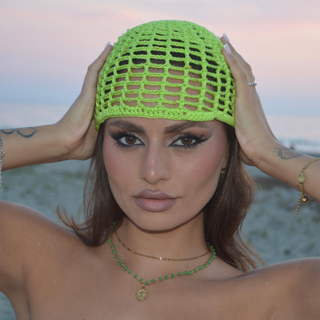 Mesh Crochet Hat – Acid Lime