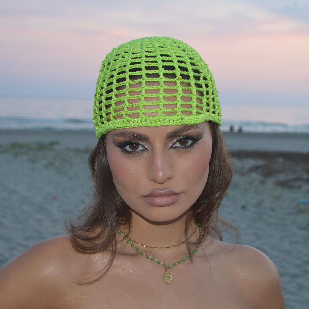 Mesh Crochet Hat – Acid Lime