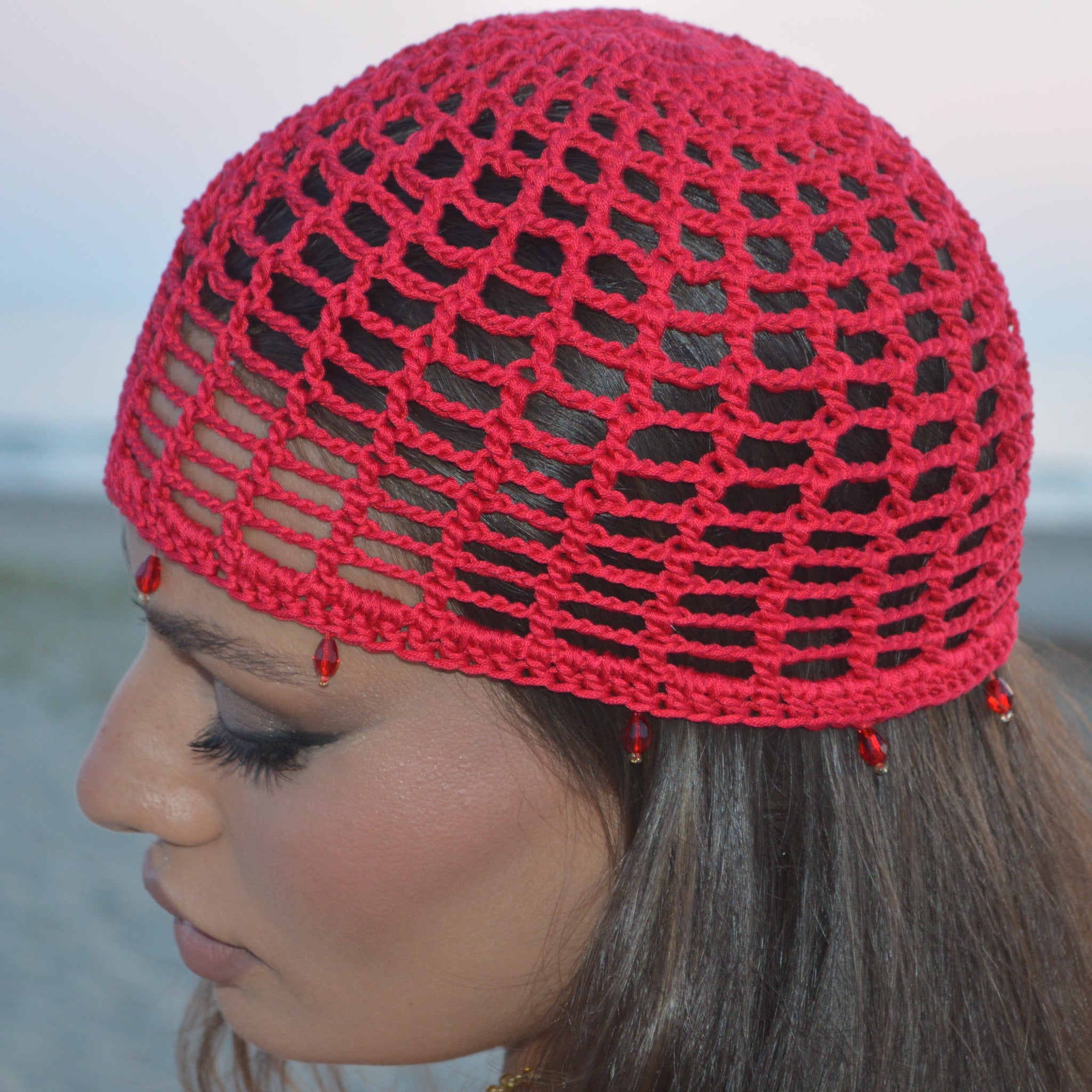 Mesh Crochet Hat – Cherry Drops