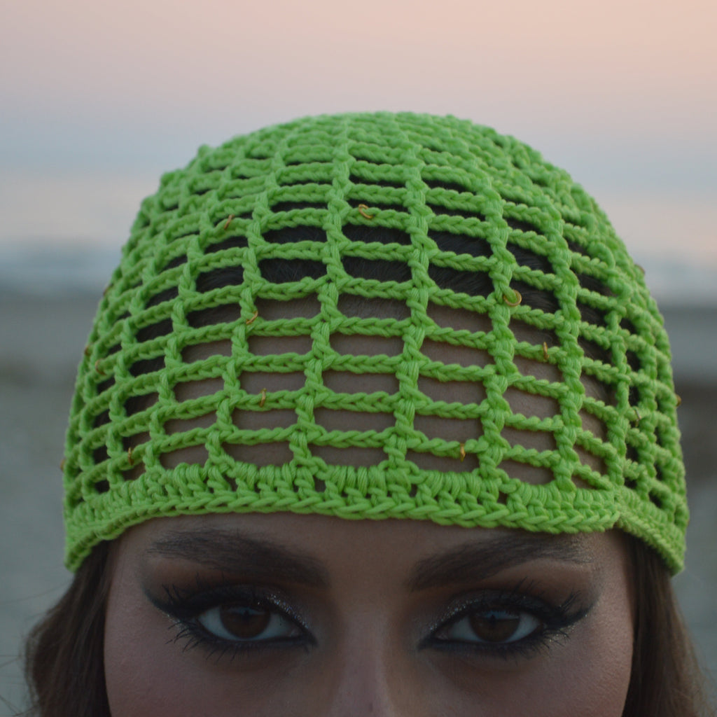 Mesh Crochet Hat – Acid Lime