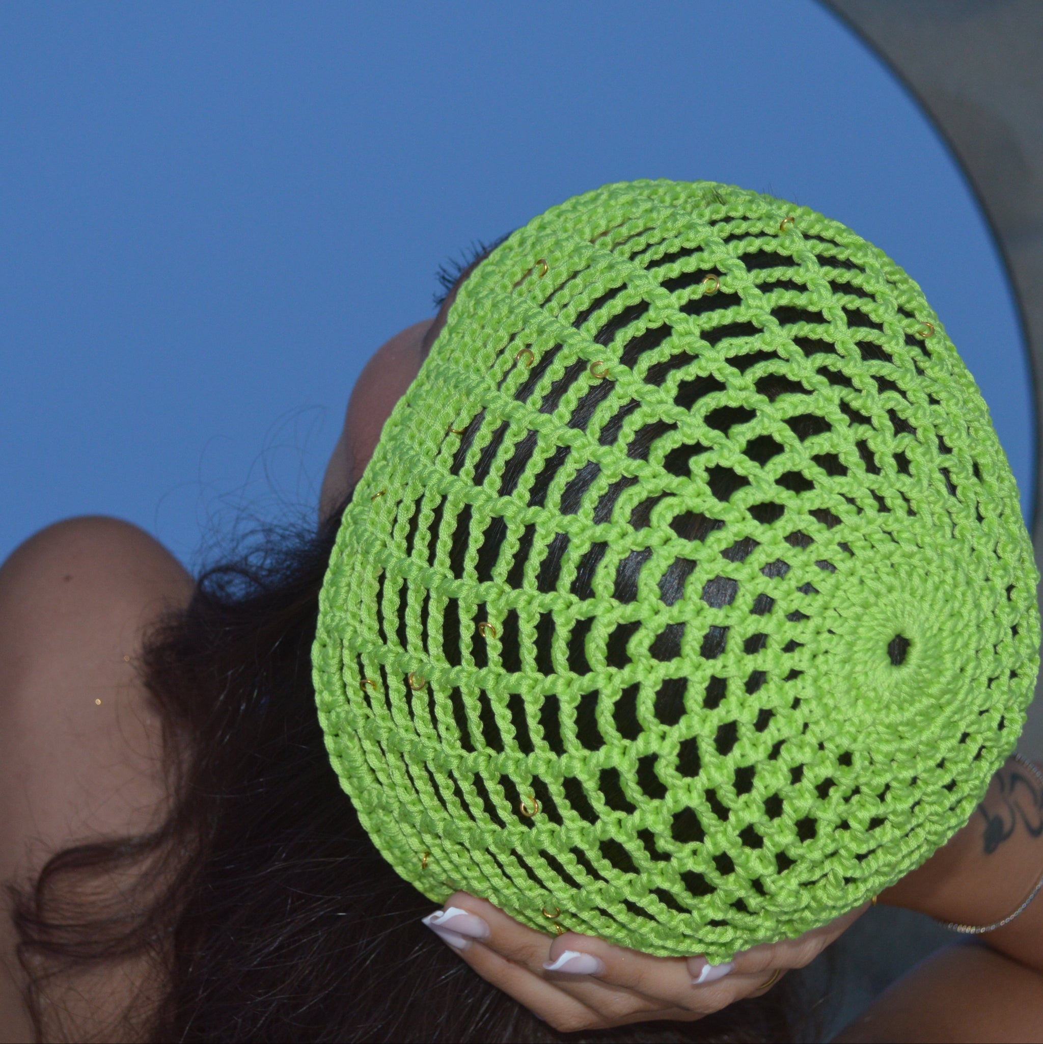 Mesh Crochet Hat – Acid Lime