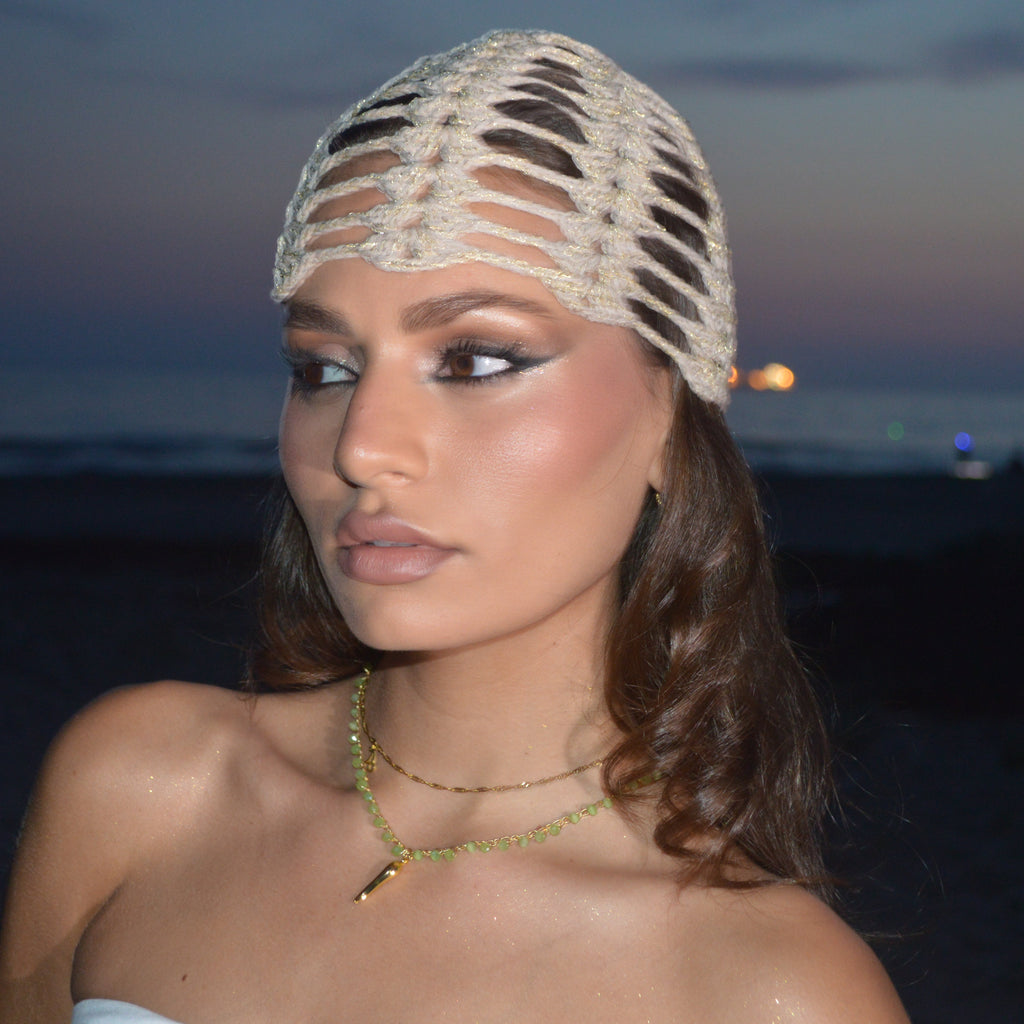 Mesh Crochet Hat – Sand Gold