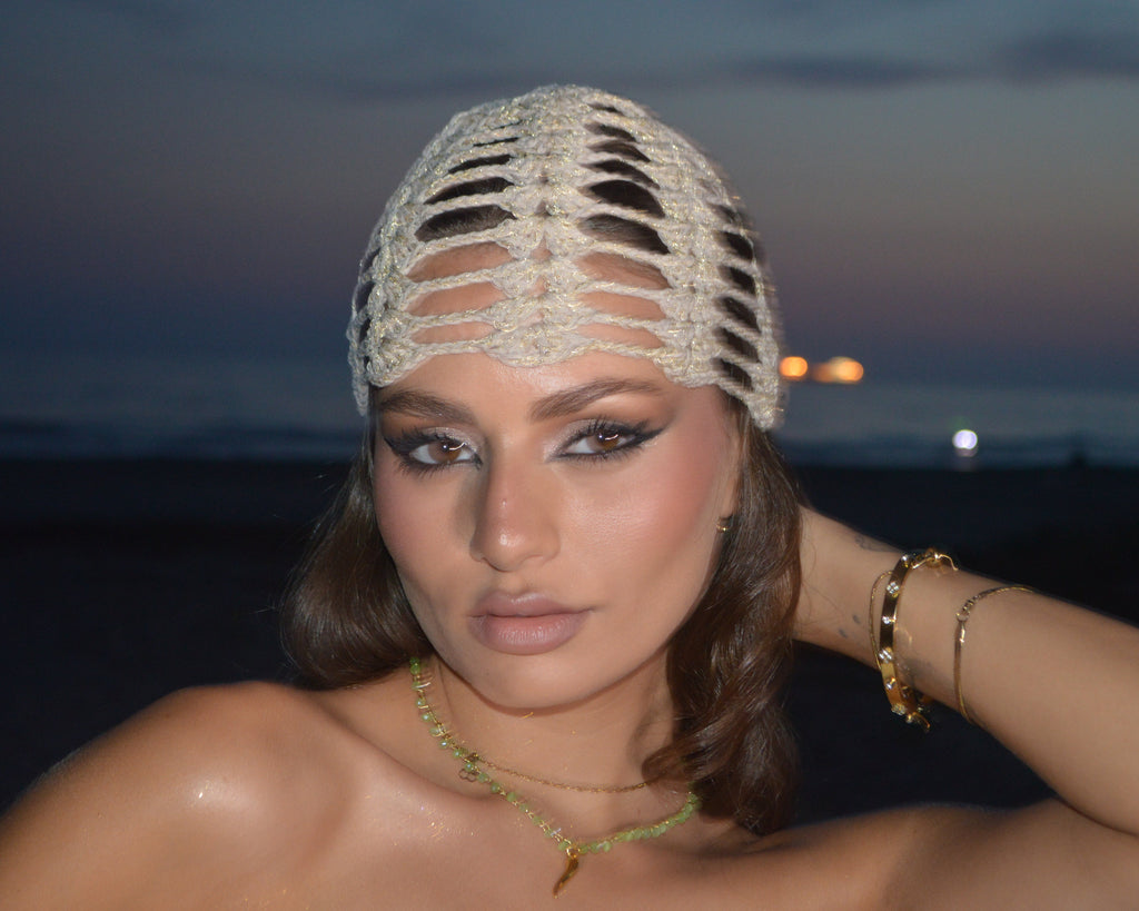 Mesh Crochet Hat – Sand Gold