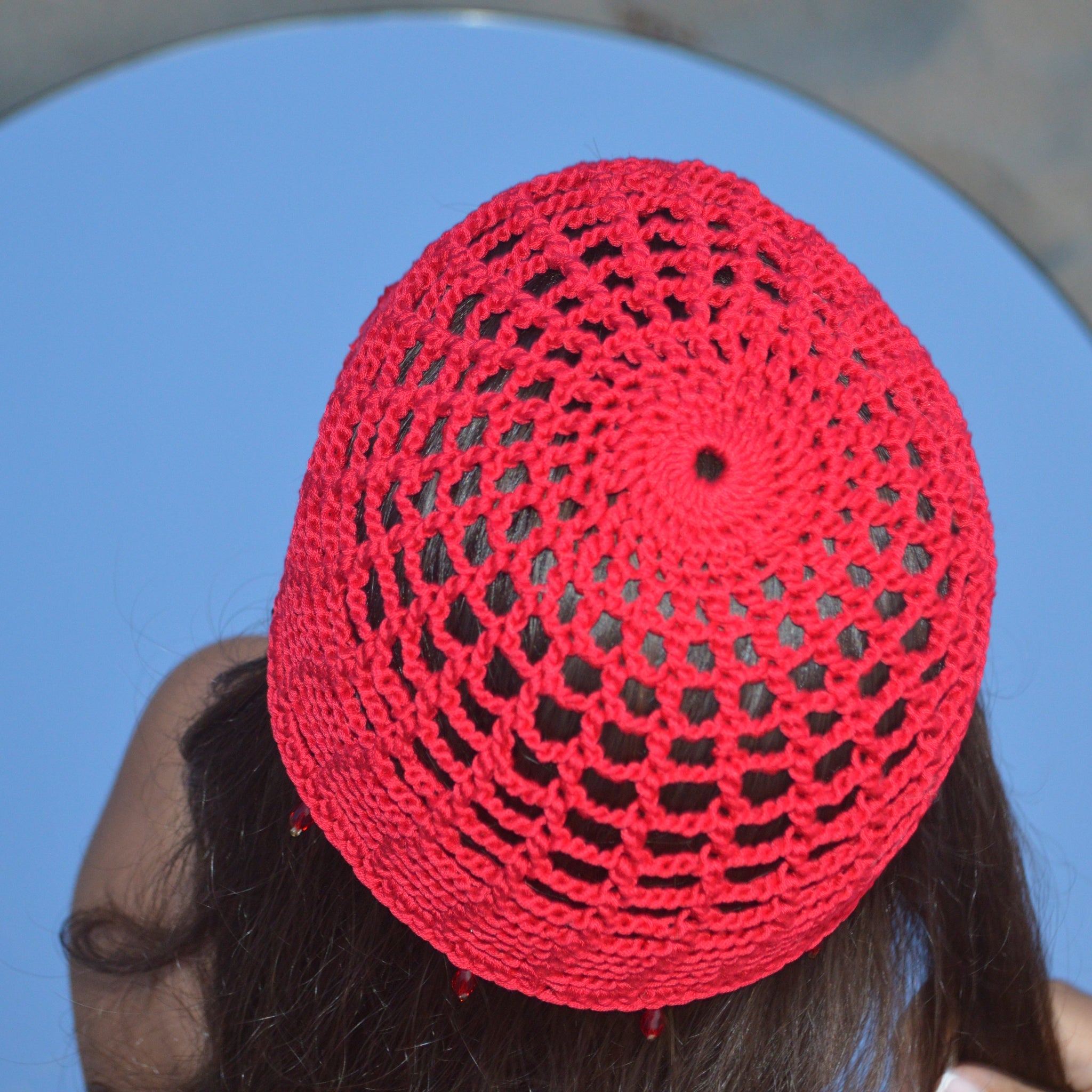 Mesh Crochet Hat – Cherry Drops